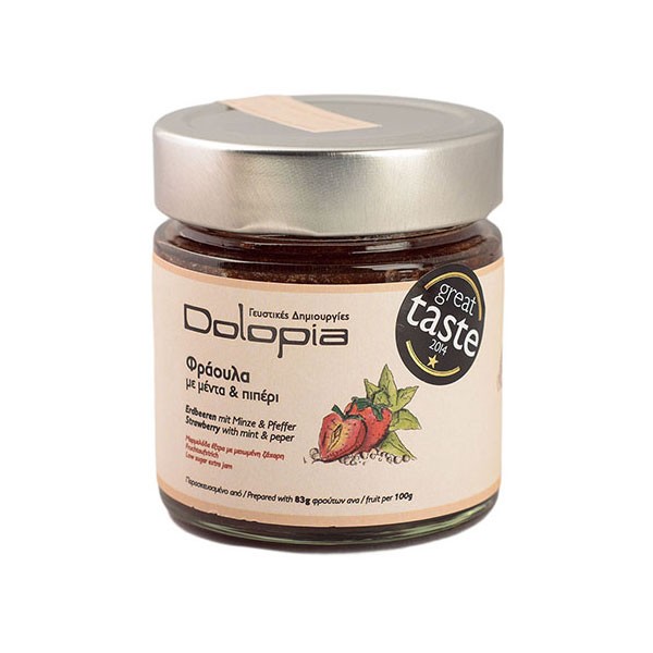 Dolopia / Erdbeerekonfitüre mit Pfeffer & Minze, 260g